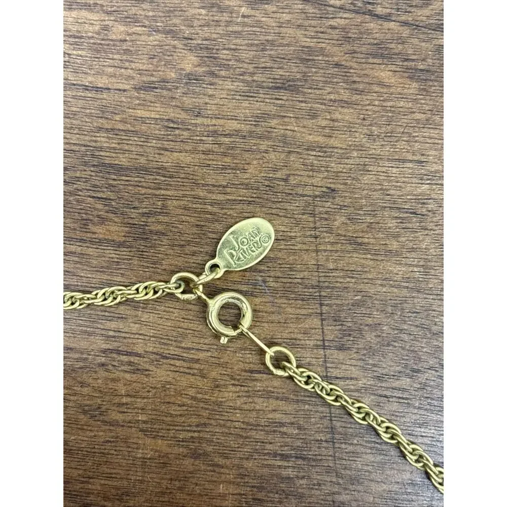 JOAN RIVERS GOLD RABBIT HOLDING PINK FAUX PEARL PENDANT NECKLACE